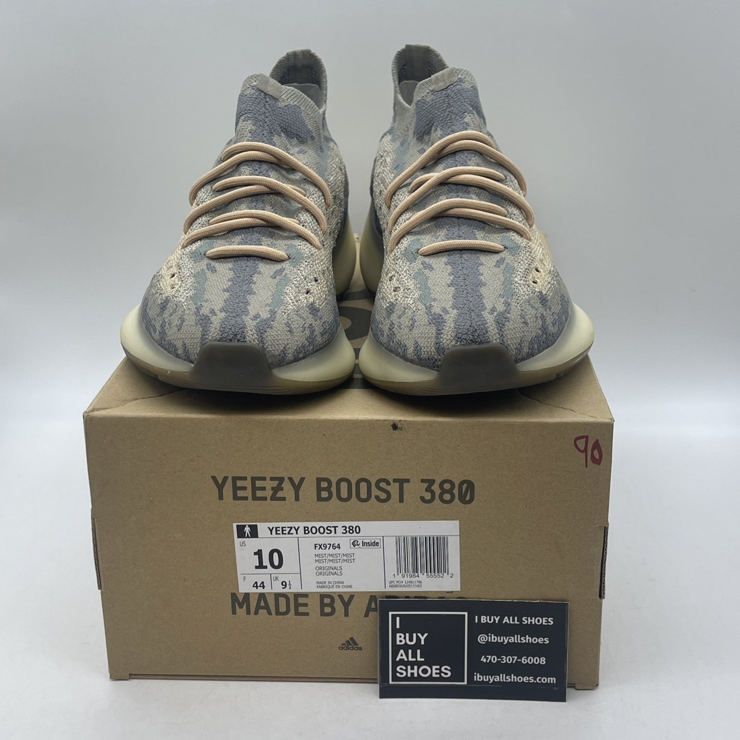 Size 10 - adidas Yeezy Boost 380 Mist Non-Reflective Brown Suede (FX9764)