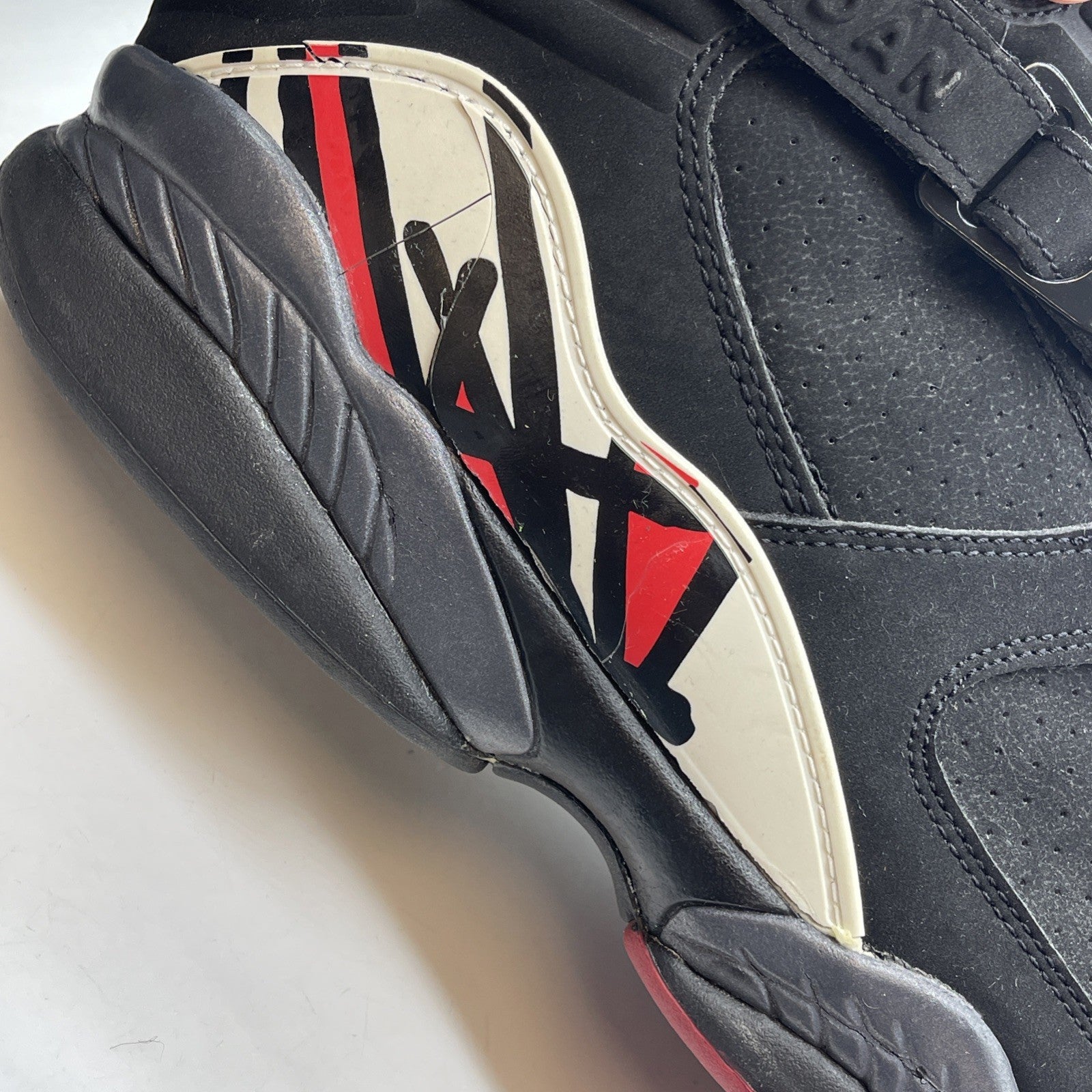 Size 13 - Air Jordan 8 Retro 2007 Playoff Black White Red Suede (305381-061)