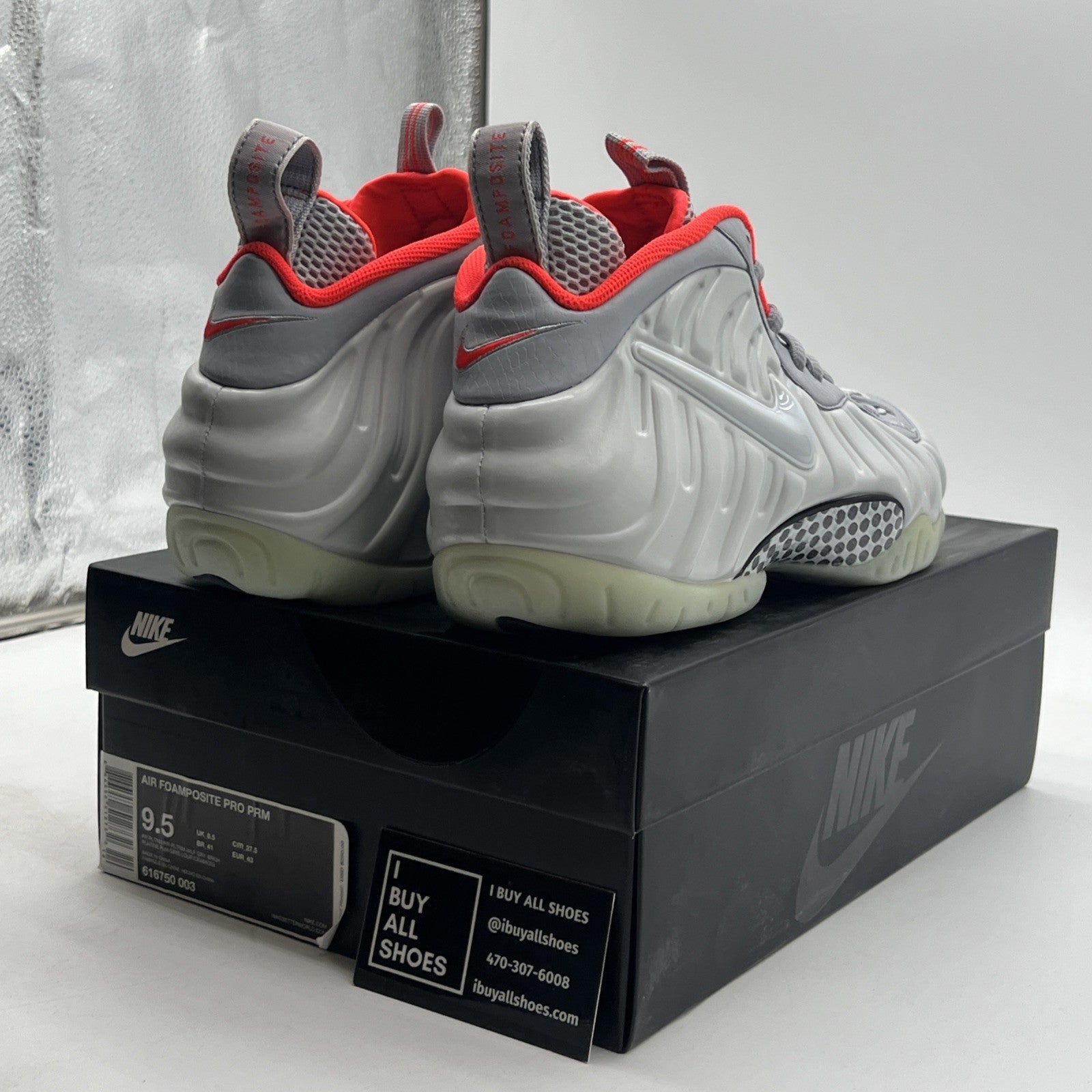 Size 9.5 - Nike Air Foamposite Pro Premium Pure Platinum (616750-003)