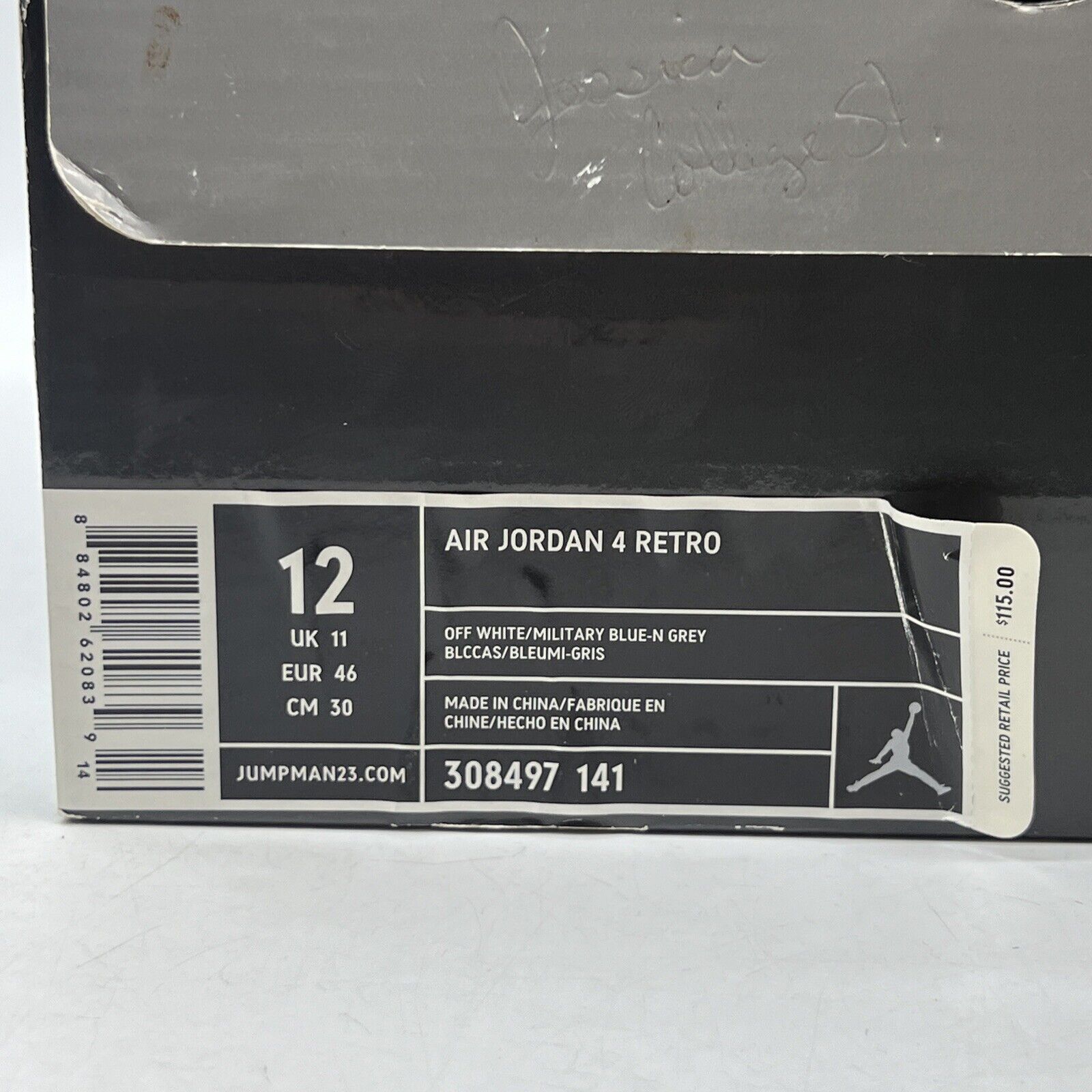 Size 12 - Air Jordan 4 Retro 2006 Military Blue White Leather (308497-141)