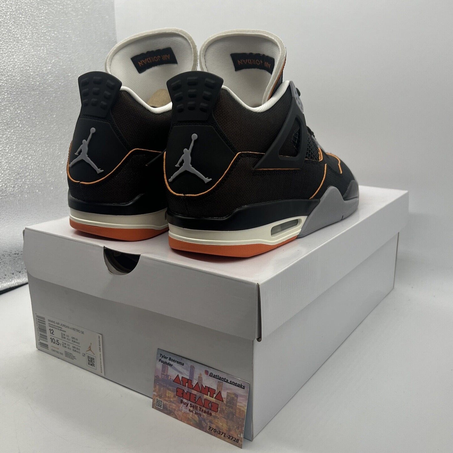 Size 12 - Air Jordan 4 Retro Starfish W Black Grey Orange (CW7183-100)