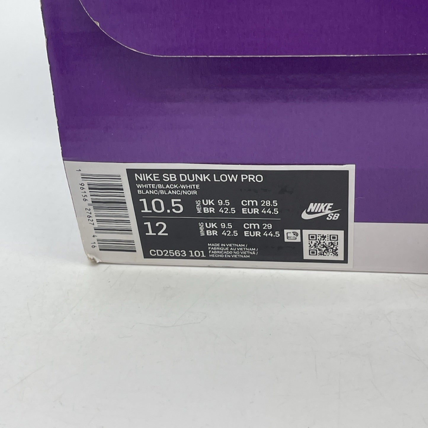 Size 10.5 - Nike SB Dunk Low White Gum Black Leather (CD2563-101)