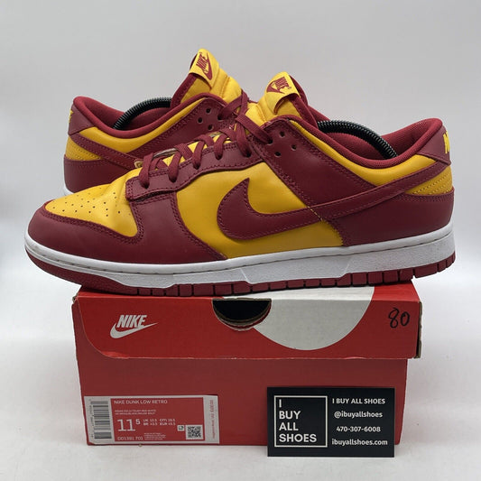 Size 11.5 - Nike Dunk Low USC Red Yellow White Leather (DD1391-701)