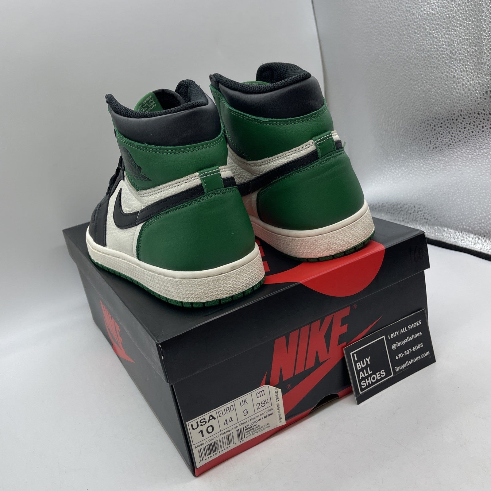 Size 10 - Air Jordan 1 Retro High OG Pine Green 2018 (555088-302)
