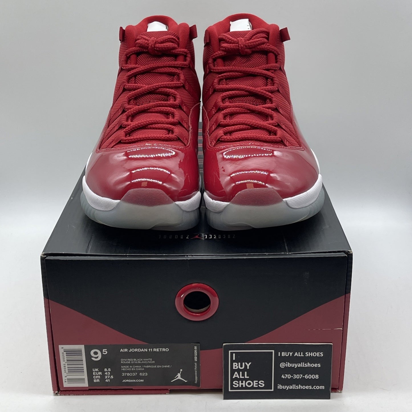 Size 9.5 - Jordan 11 Retro High Win Like '96 Red Black Leather (378037-623)