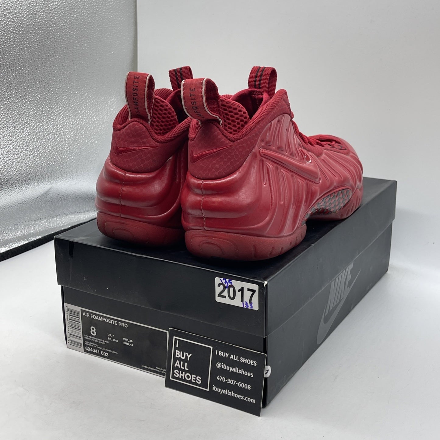 Size 8 - Nike Air Foamposite Pro Gym Red Suede Leather (624041-603)