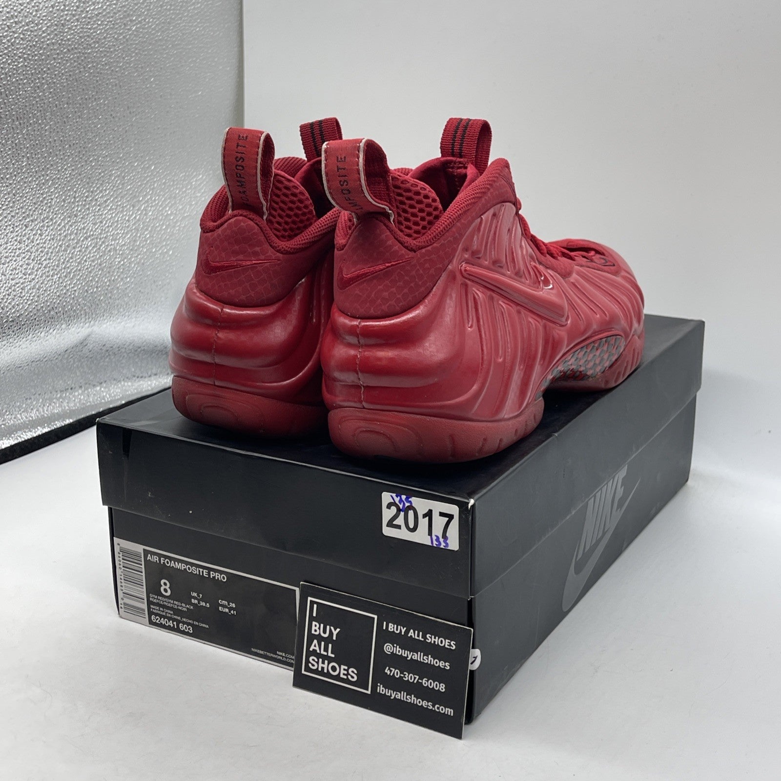 Size 8 - Nike Air Foamposite Pro Gym Red Suede Leather (624041-603)