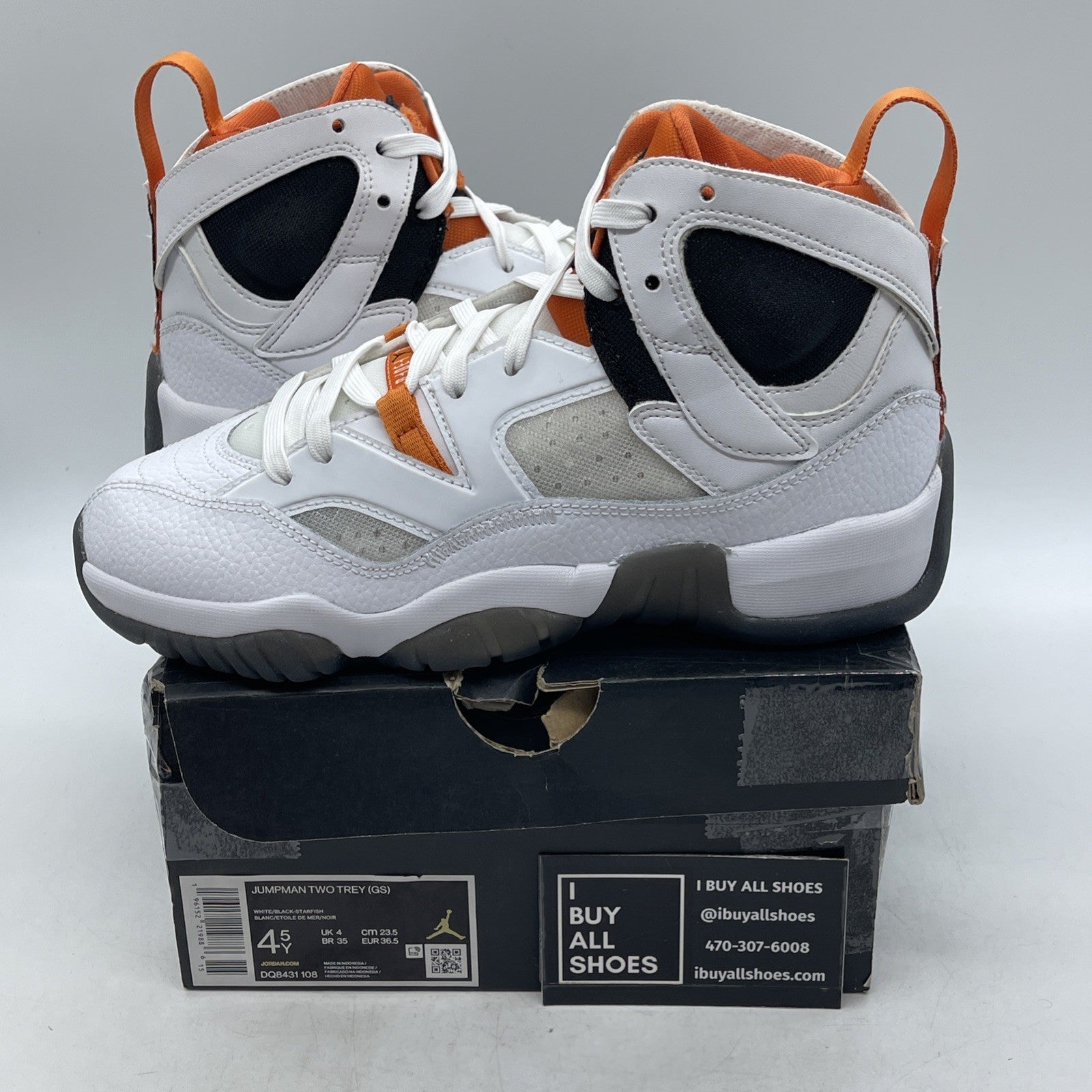 Size 4.5Y (GS) - Air Jordan Jumpman Two Trey Mid Concord-Bred (DQ8431-108)