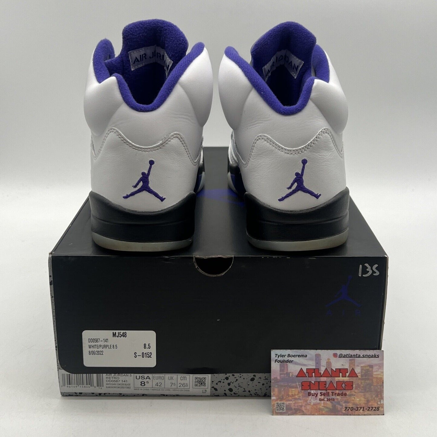 Size 8.5 - Jordan 5 Concord 2022 Black White Purple Leather (DD0587-141)