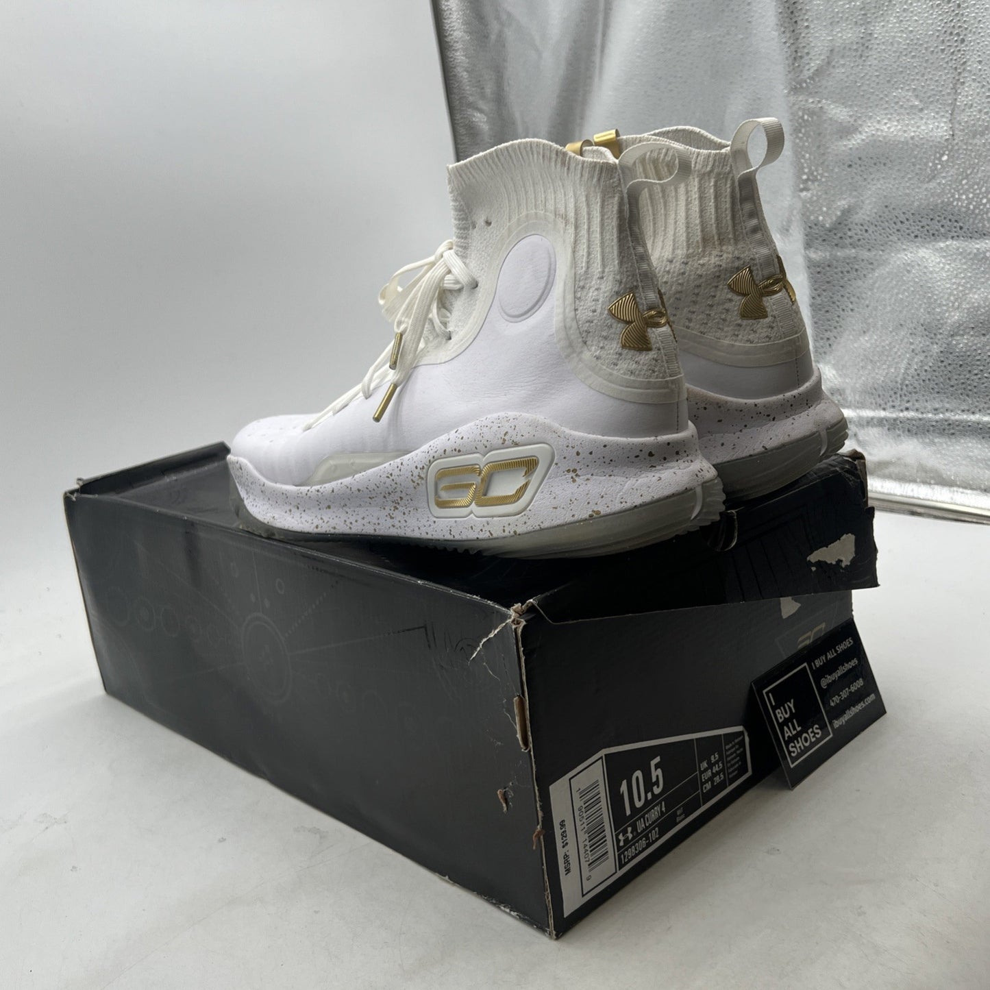 Size 10.5 - Under Armour Curry 4 2017 White Gold (1298306-102)