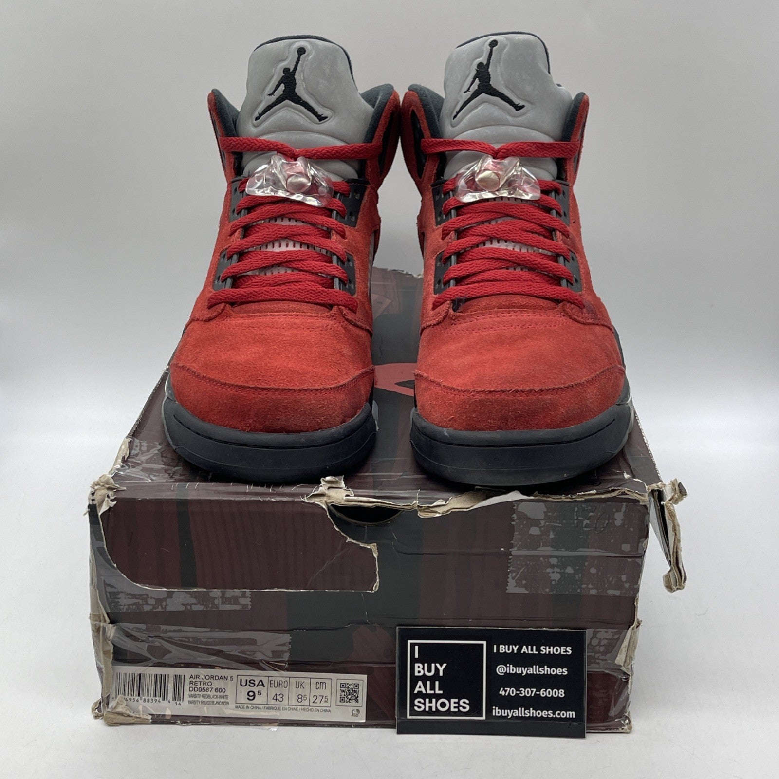 Size 9.5 - Jordan 5 Retro Mid Raging Bull Red Black Suede (DD0587-600)