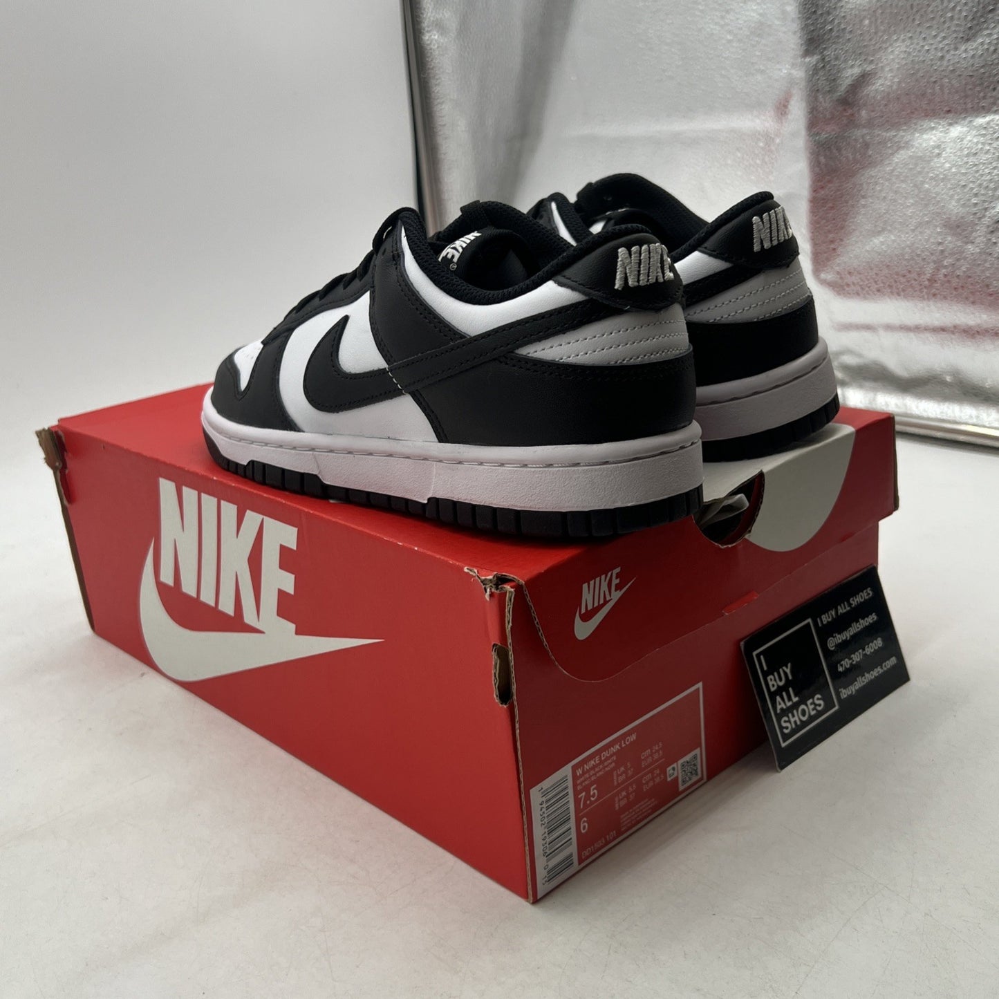Size 7.5 - Nike Dunk Low Black White W (DD1503-101)