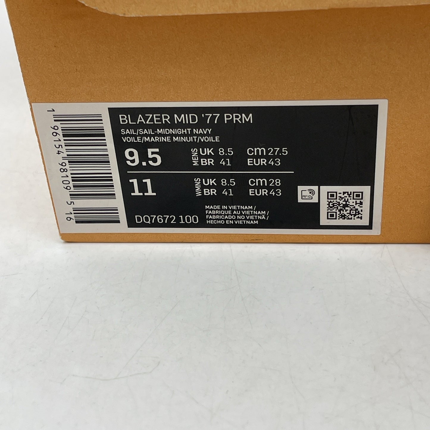Size 9.5 - Nike Blazer '77 Premium Mid Sail Navy Gum (DQ7672-100)