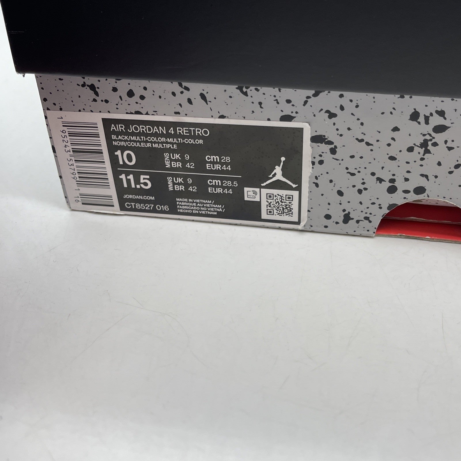 Size 10 - Jordan 4 Retro Mid Red Thunder Black White Suede (CT8527-016)