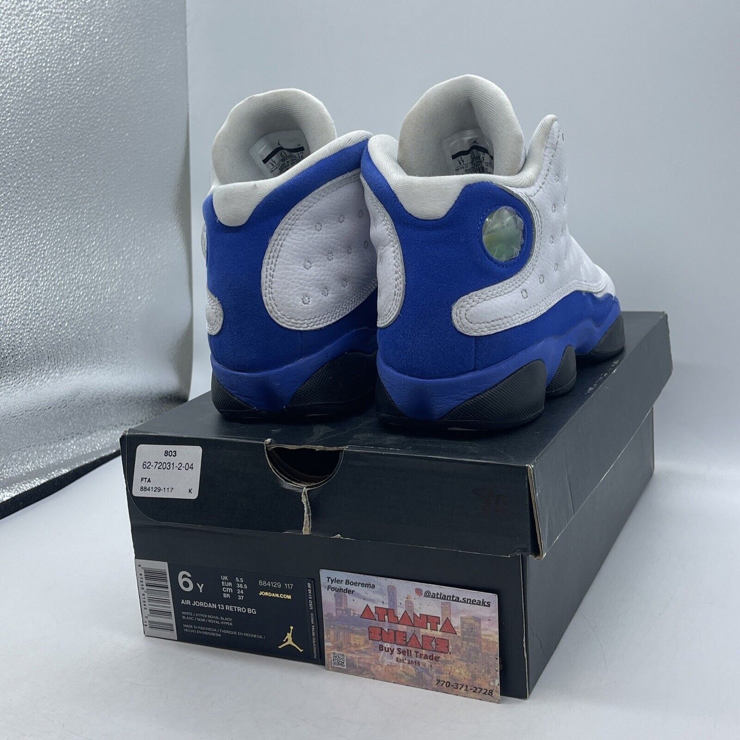 Size 6Y (GS) - Jordan 13 Retro Hyper Royal Blue Suede White Leather (884129-117)