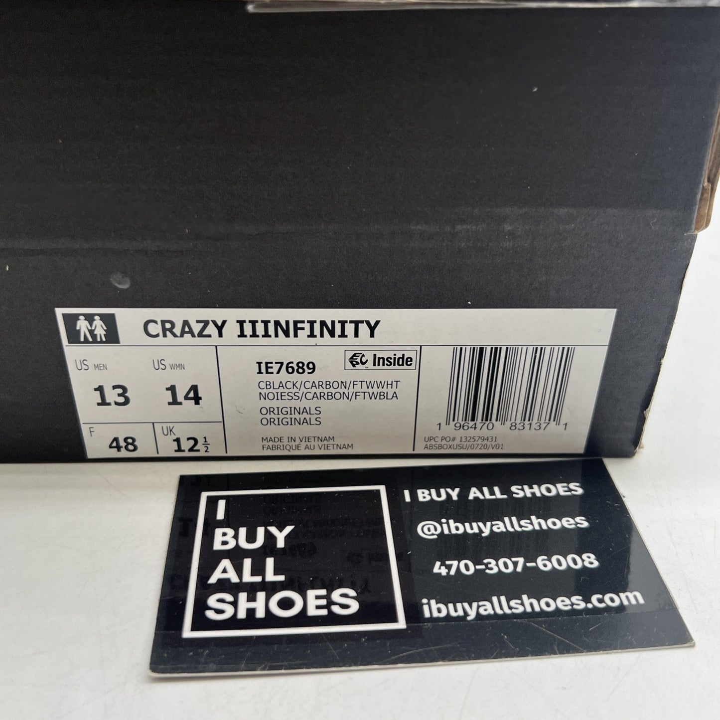 Size 13 - adidas Crazy IIInfinity Triple Black (IE7689)