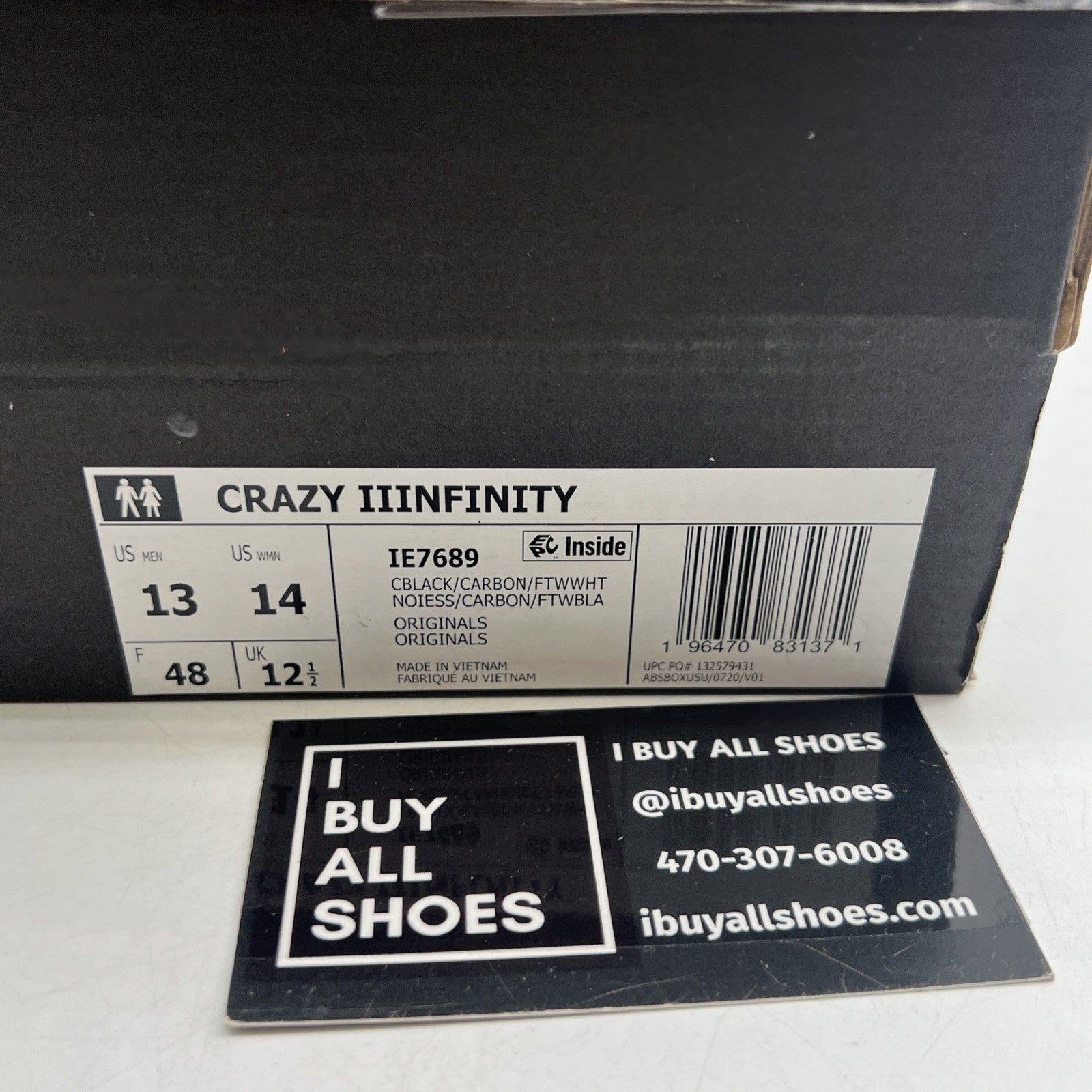 Size 13 - adidas Crazy IIInfinity Triple Black (IE7689)
