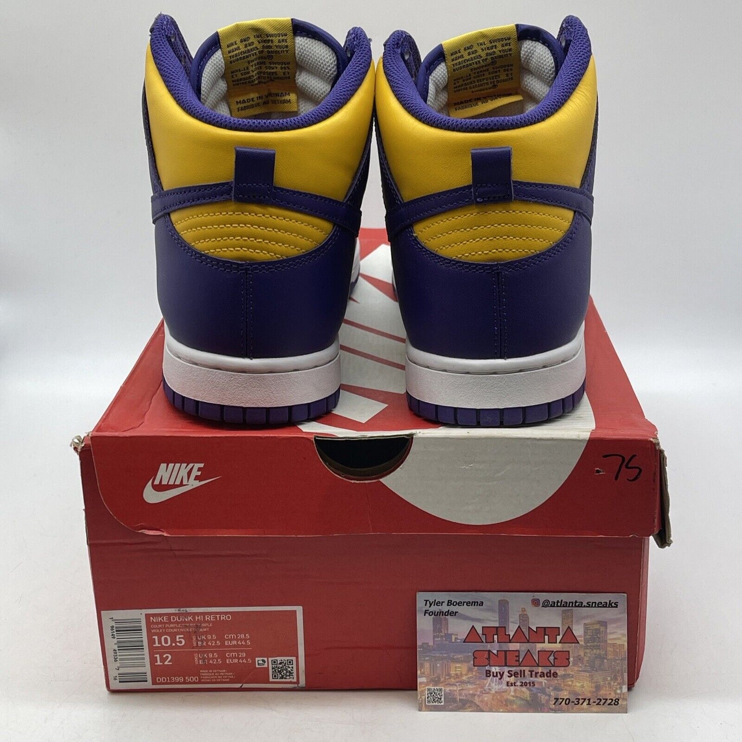 Size 10.5 - Nike Dunk High Lakers Yellow Purple Leather (DD1399-500)