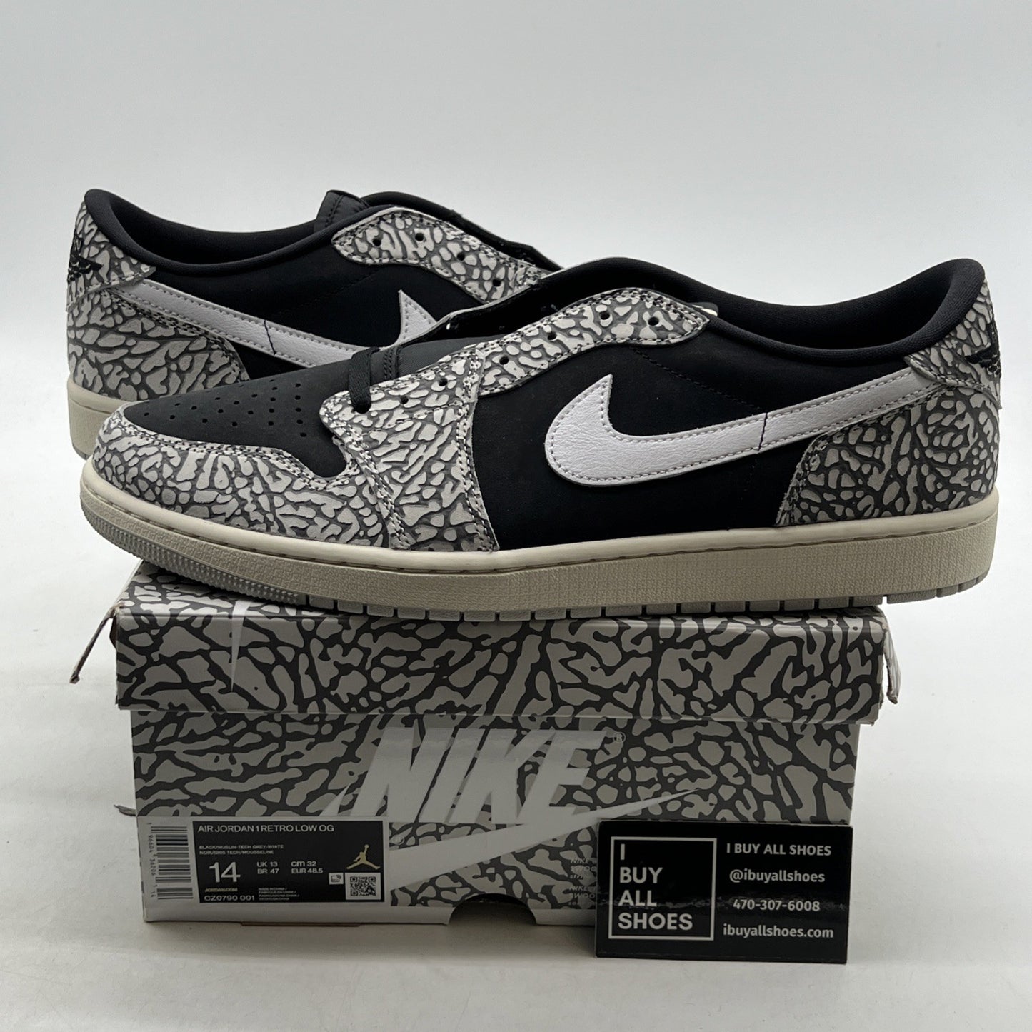 Size 14 - Air Jordan 1 Retro OG Low Black Cement (CV0790-001)