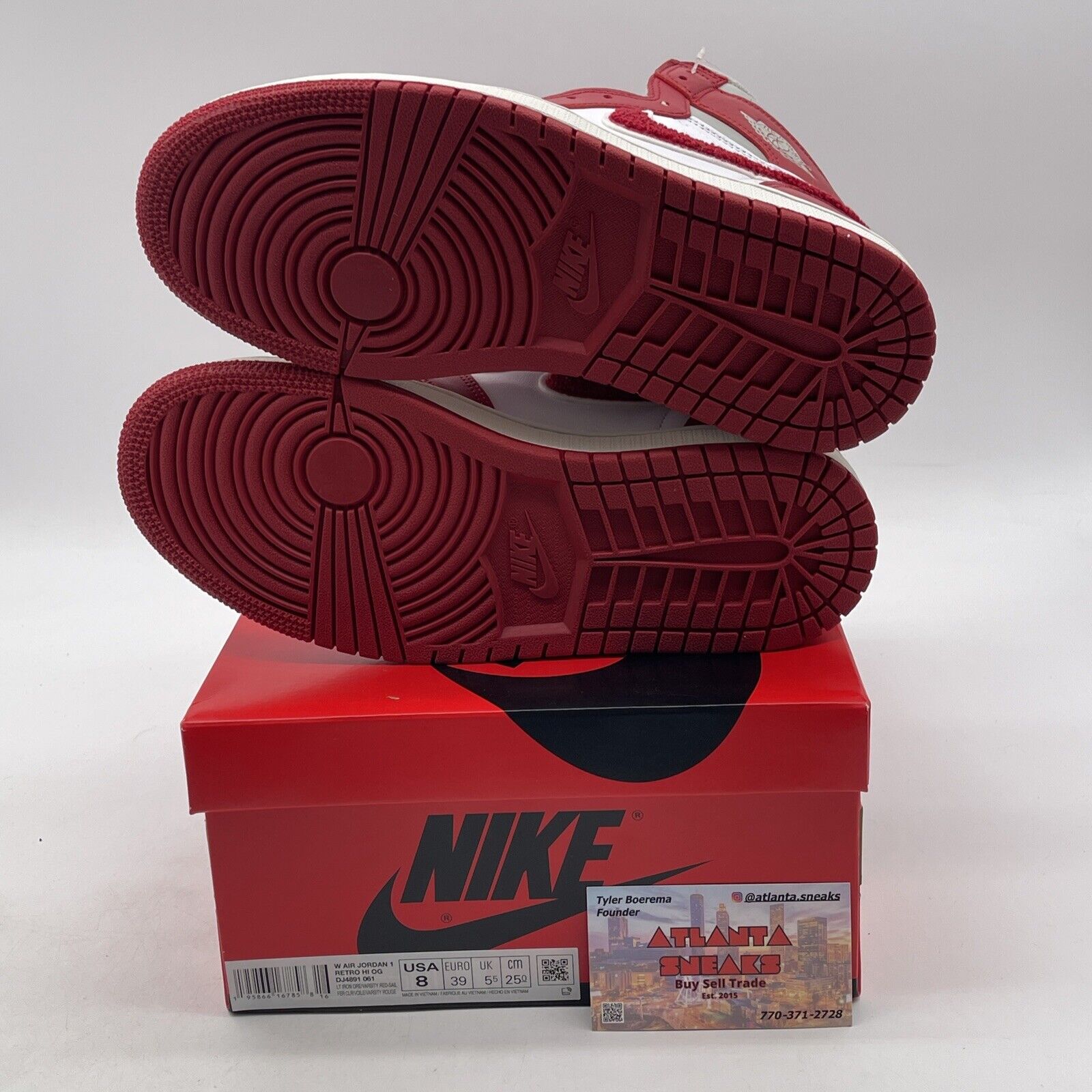 Size 8.5W - Air Jordan 1 OG High Newstalgia Chenille Red Leather (DJ4891-061)
