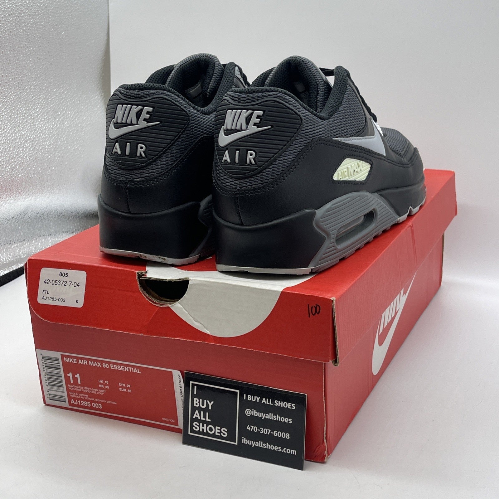 Size 11 - Nike Air Max 90 Essential Black White