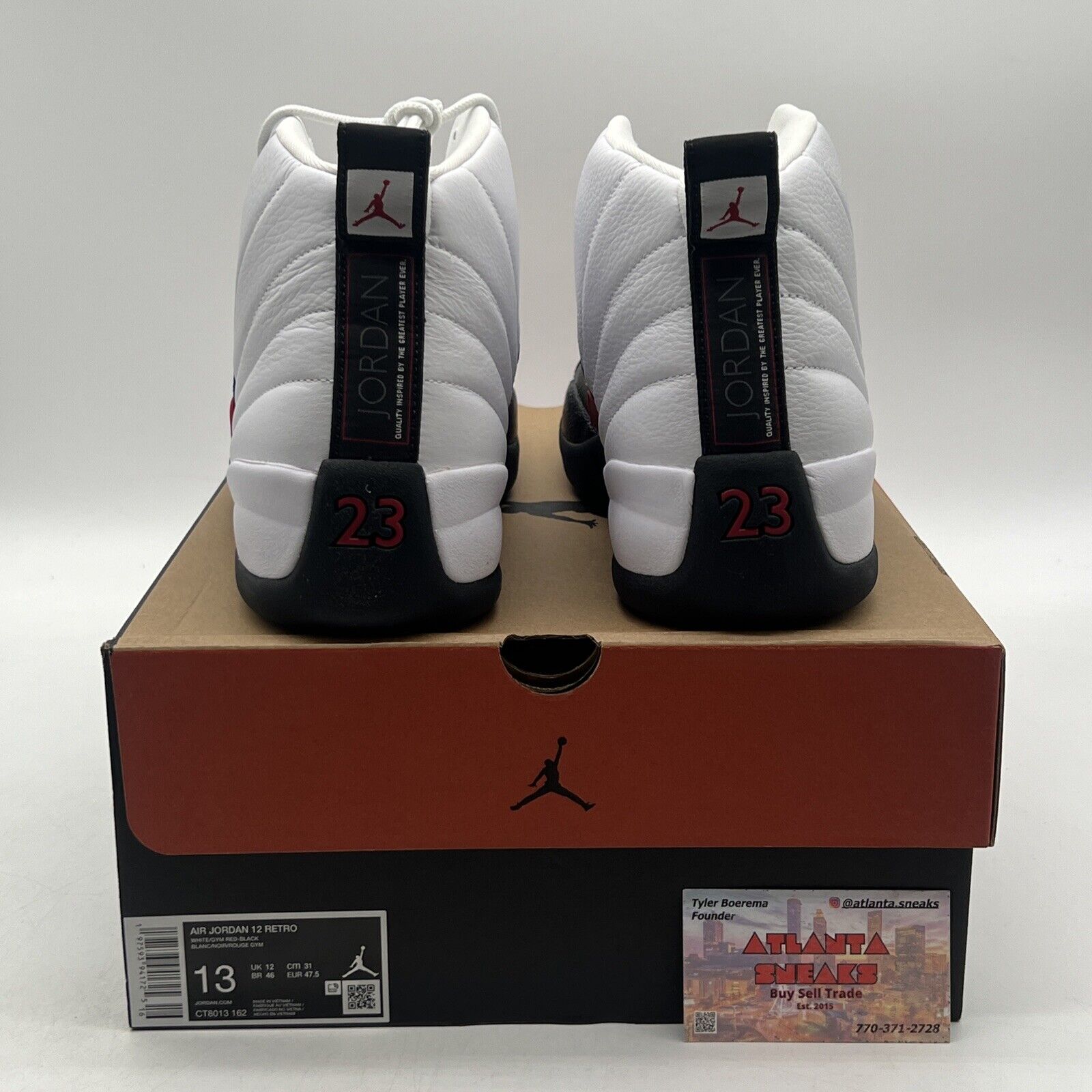 Size 13 - Air Jordan 12 Retro Taxi Flip White Black Red Leather (CT8013-162)