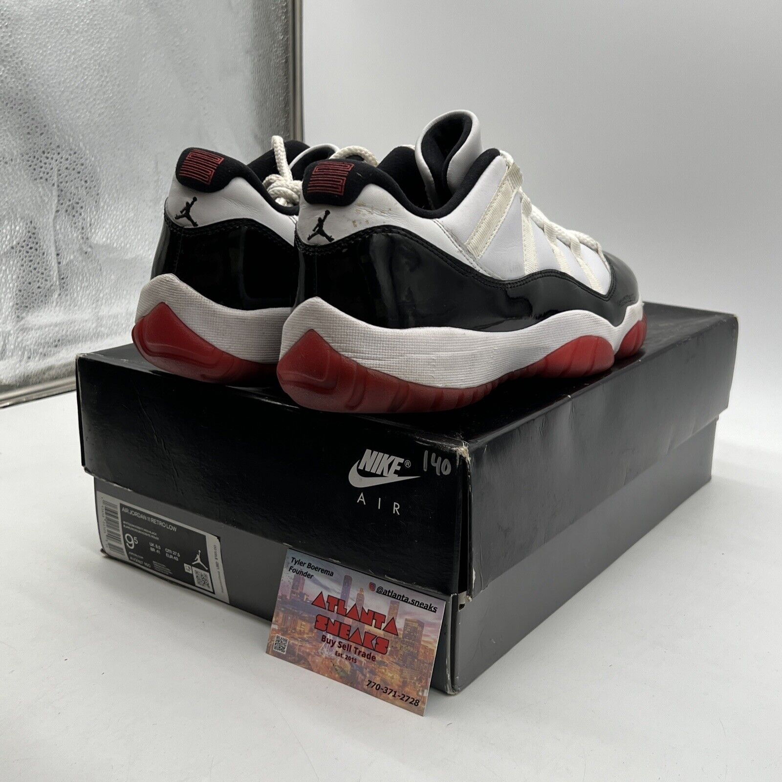 Size 9.5 - Jordan 11 Retro Low Concord-Bred Black White Red (AV2187-160)