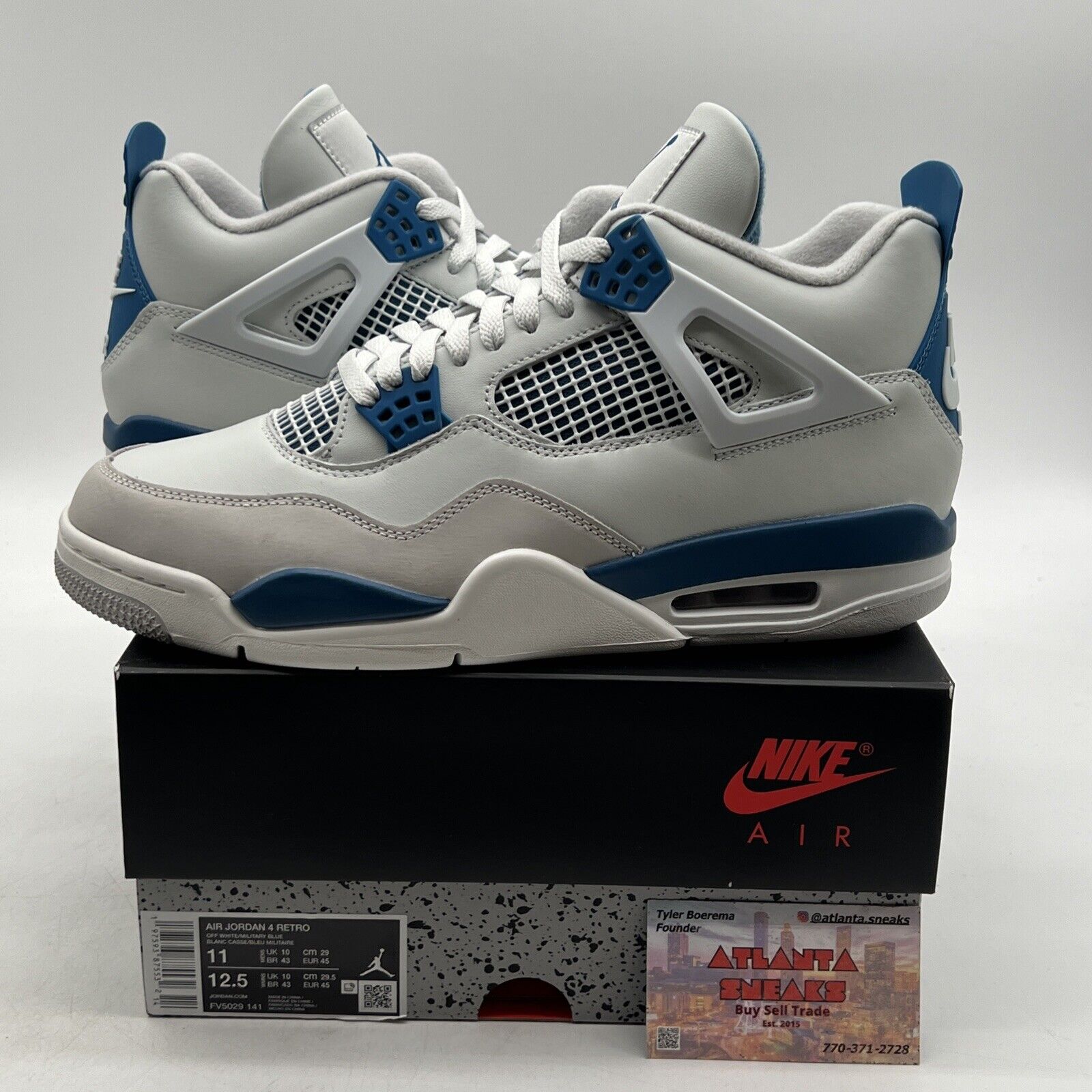 Size 11 - Air Jordan 4 Retro 2024 Military Blue White Leather (FV5029-141)