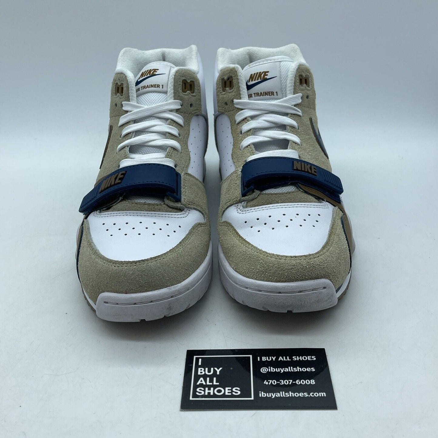 Size 10 - Nike Air Trainer 1 Mid Ale Brown White Blue Suede Leather (DM0522-200)