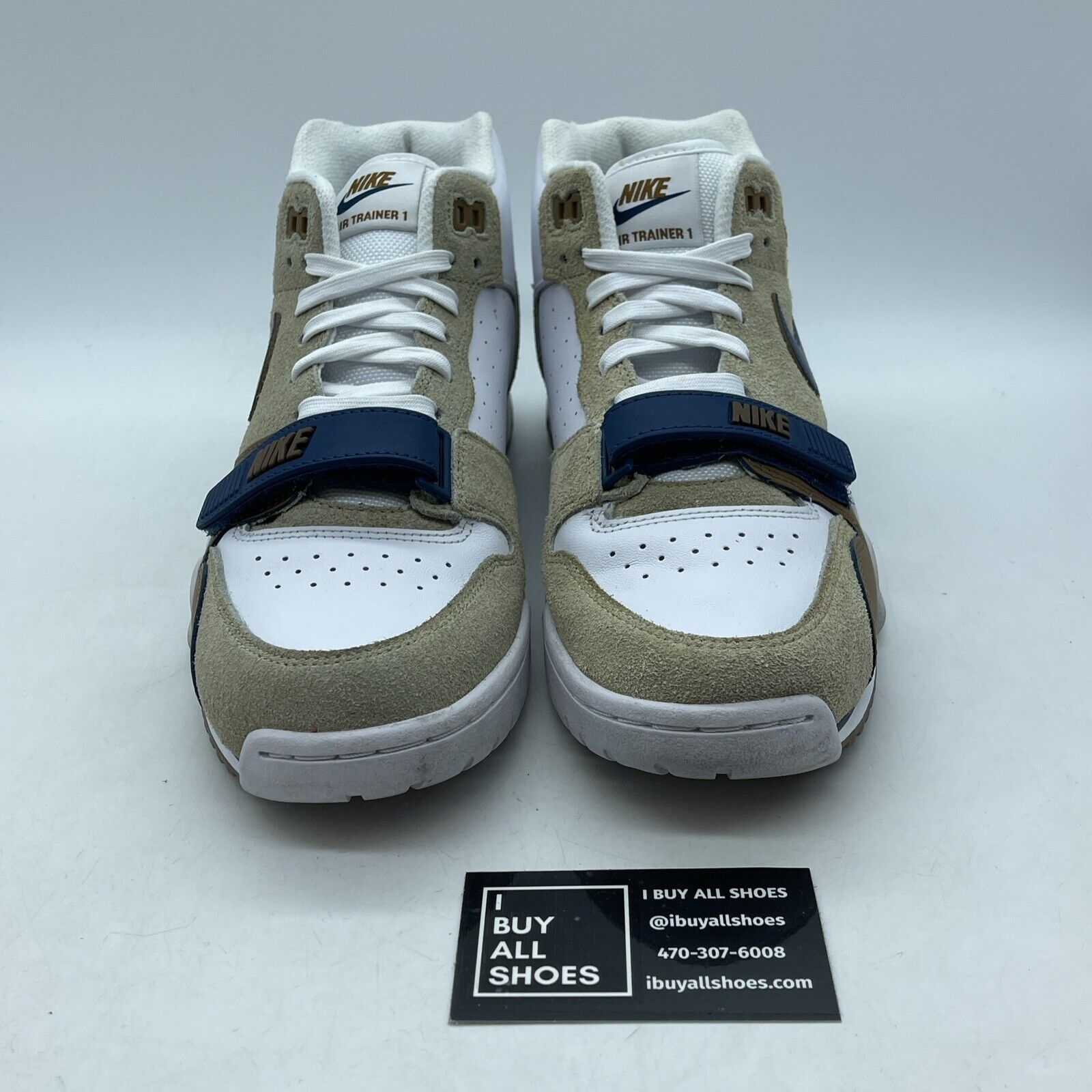 Size 10 - Nike Air Trainer 1 Mid Ale Brown White Blue Suede Leather (DM0522-200)
