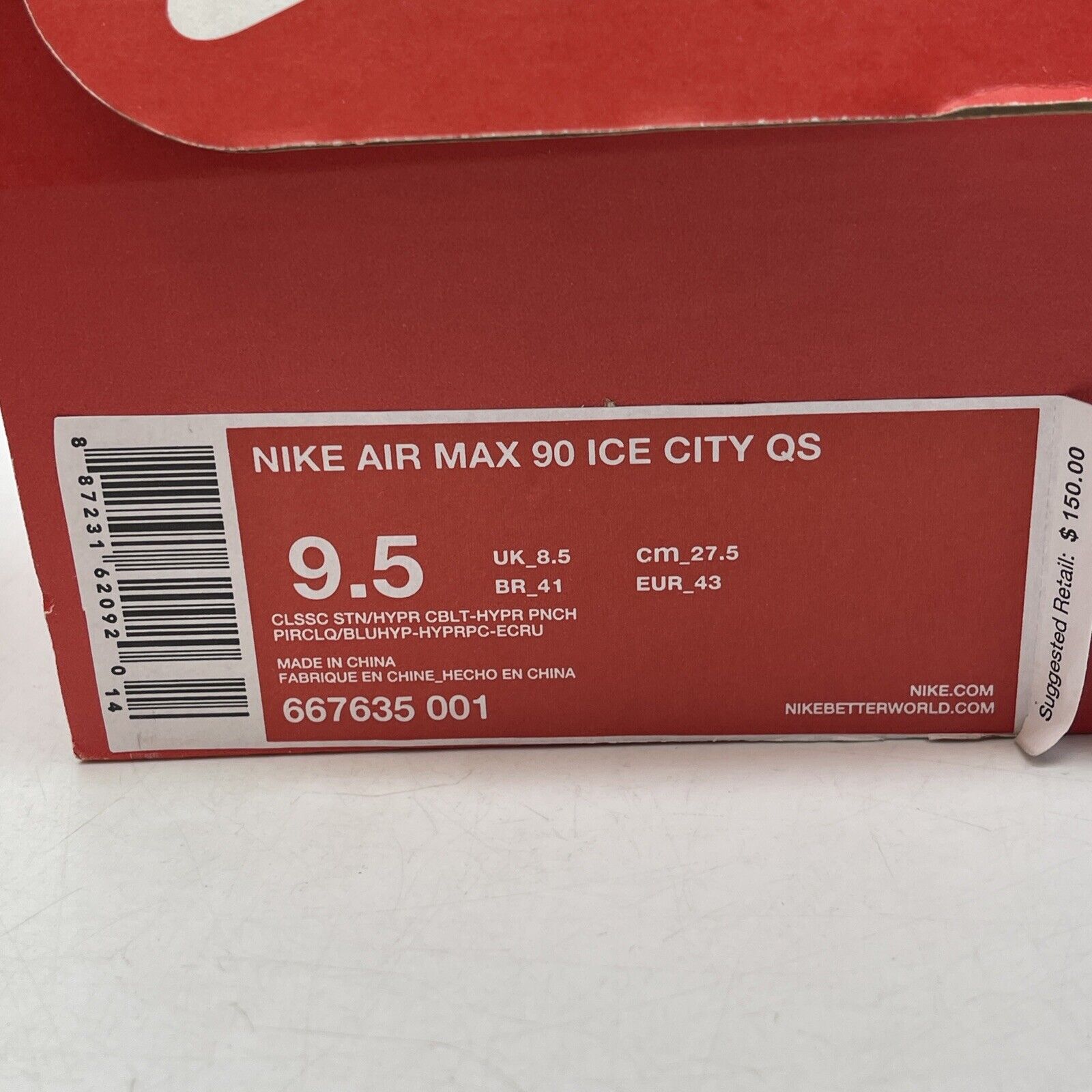 Size 9.5 - Nike Air Max 90 Ice City Qs NYC