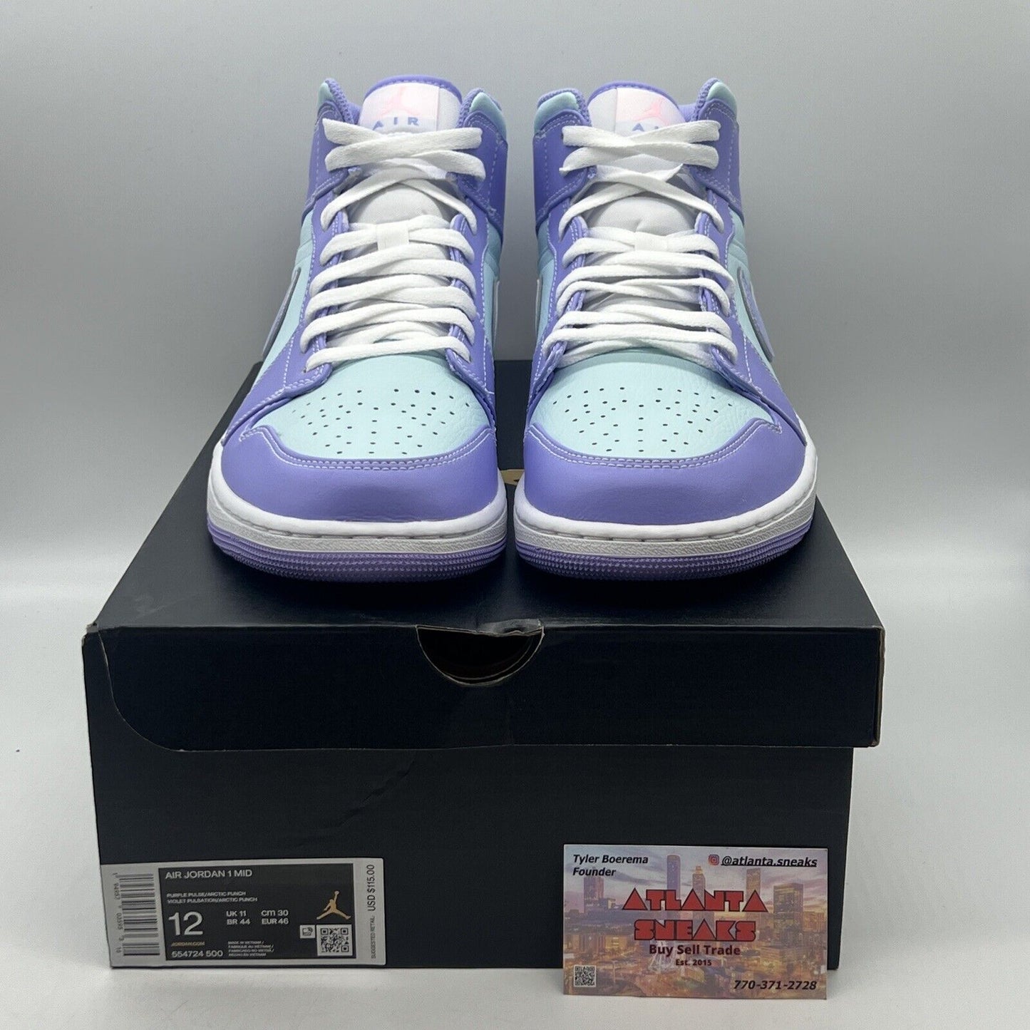 Size 12 - Jordan 1 Mid Purple Brand New Og All White