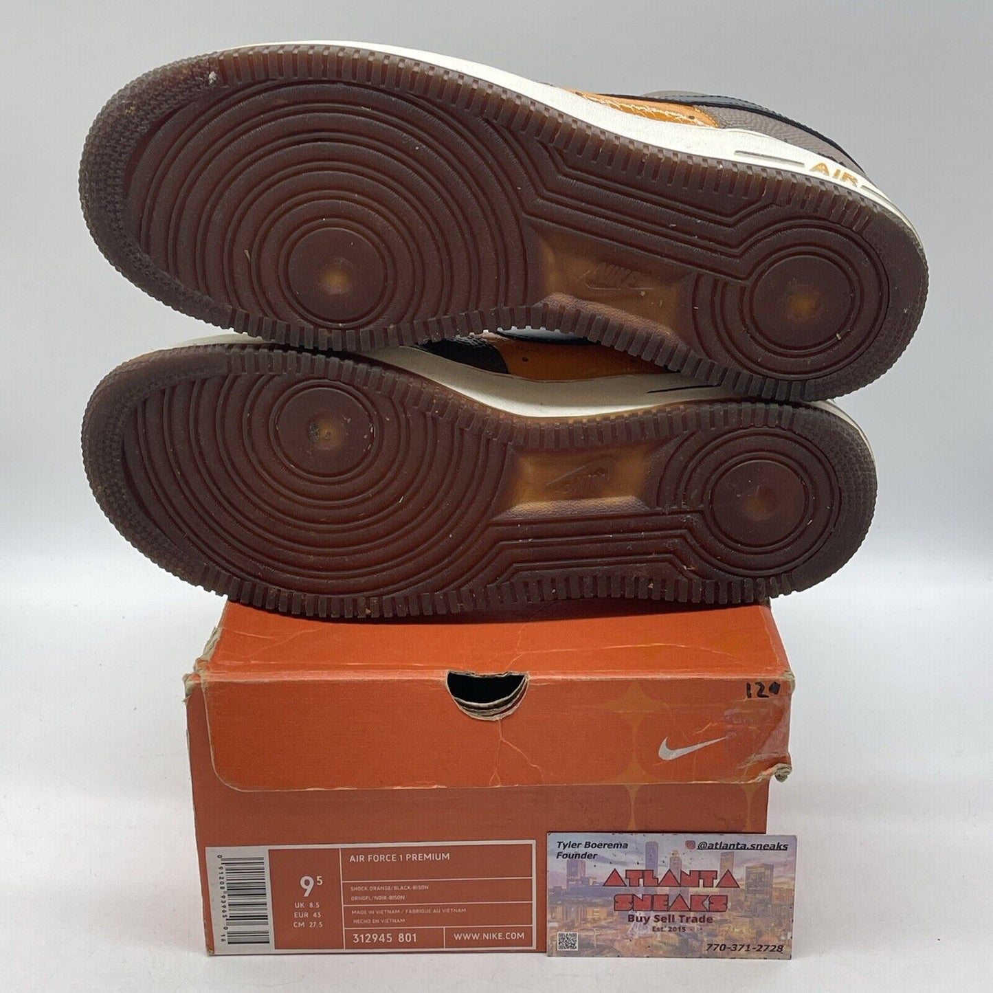 Size 9.5 - Nike Air Force 1 Premium Super Bowl Brown Black Leather (312945-801)