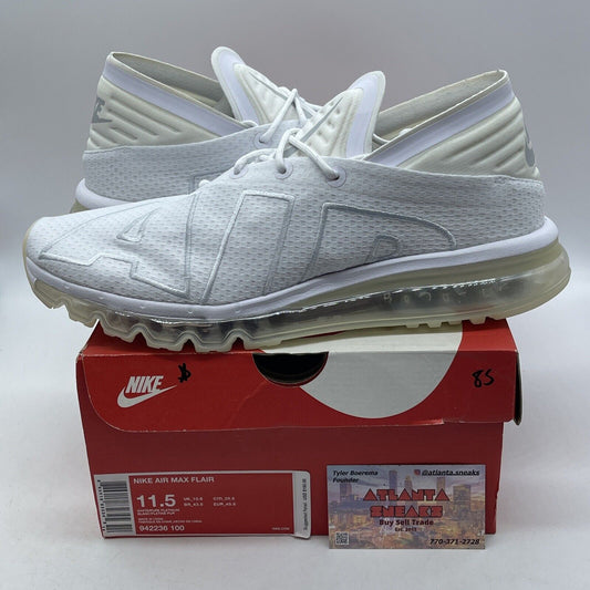 Size 11.5 - Nike Air Max Flair Triple White Suede Leather (942236-100)