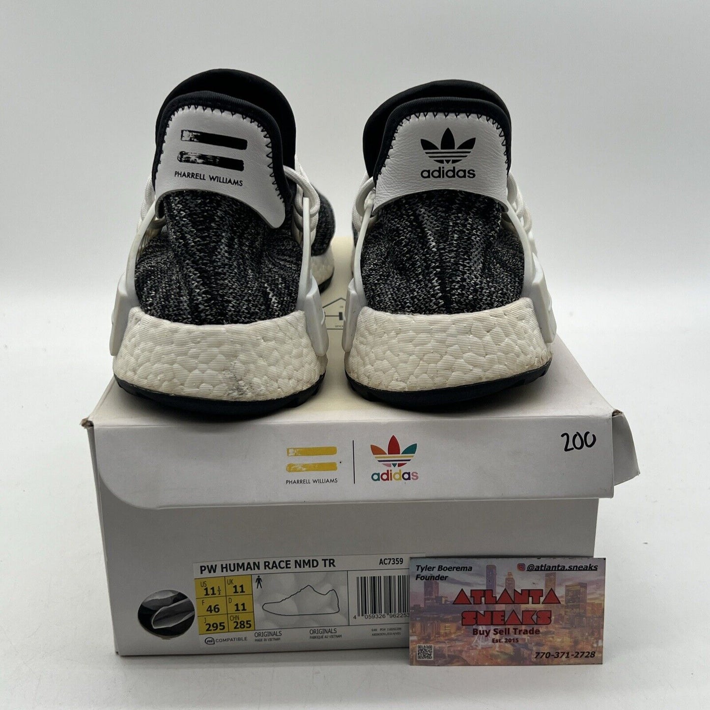 Size 11.5 - adidas Pharrell x NMD Human Race Trail Oreo White Black (AC7359)