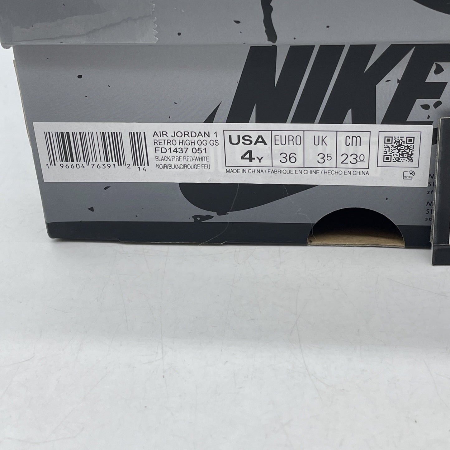 Size 4Y (GS) - Air Jordan 1 High Retro OG Washed Black (FD1437-051)