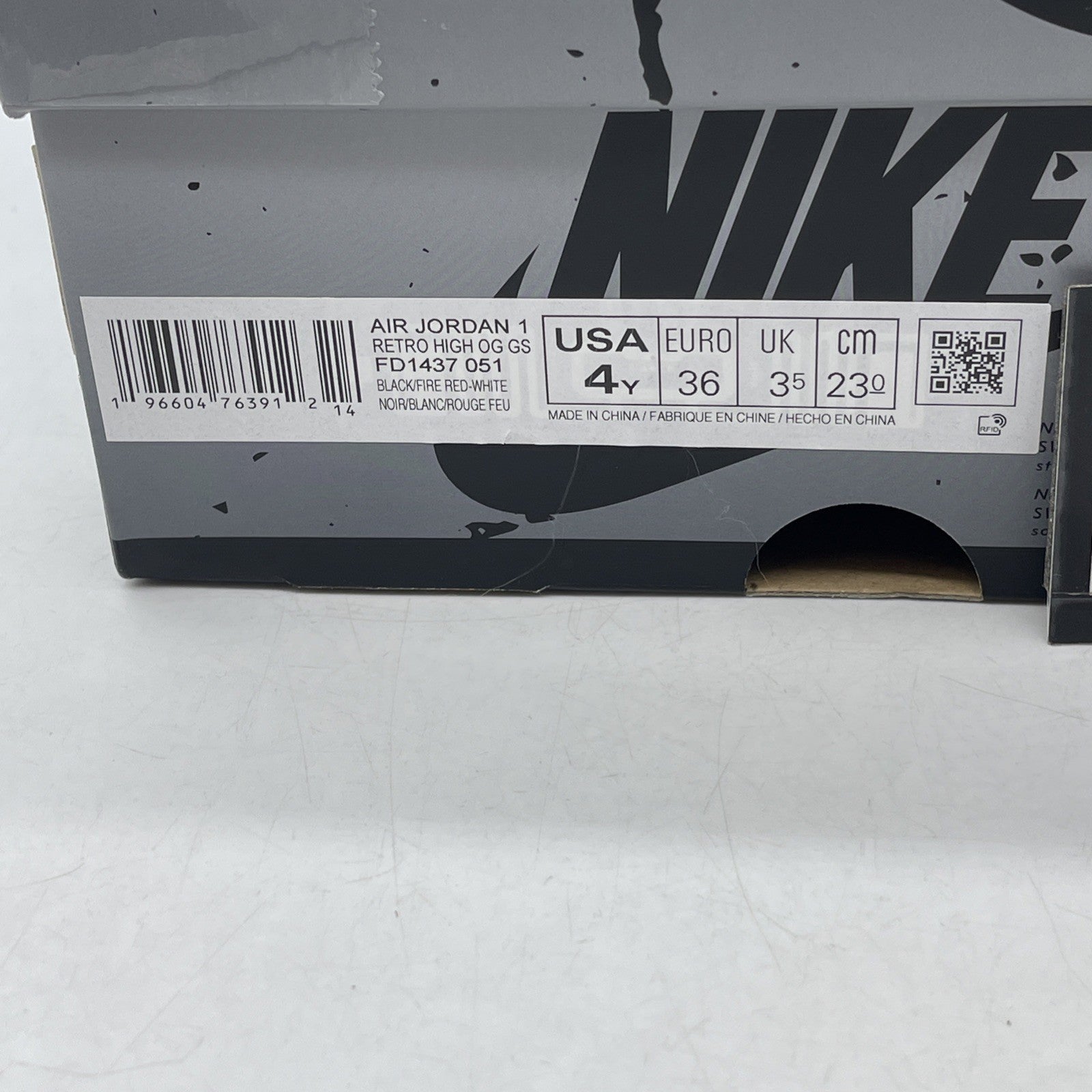 Size 4Y (GS) - Air Jordan 1 High Retro OG Washed Black (FD1437-051)