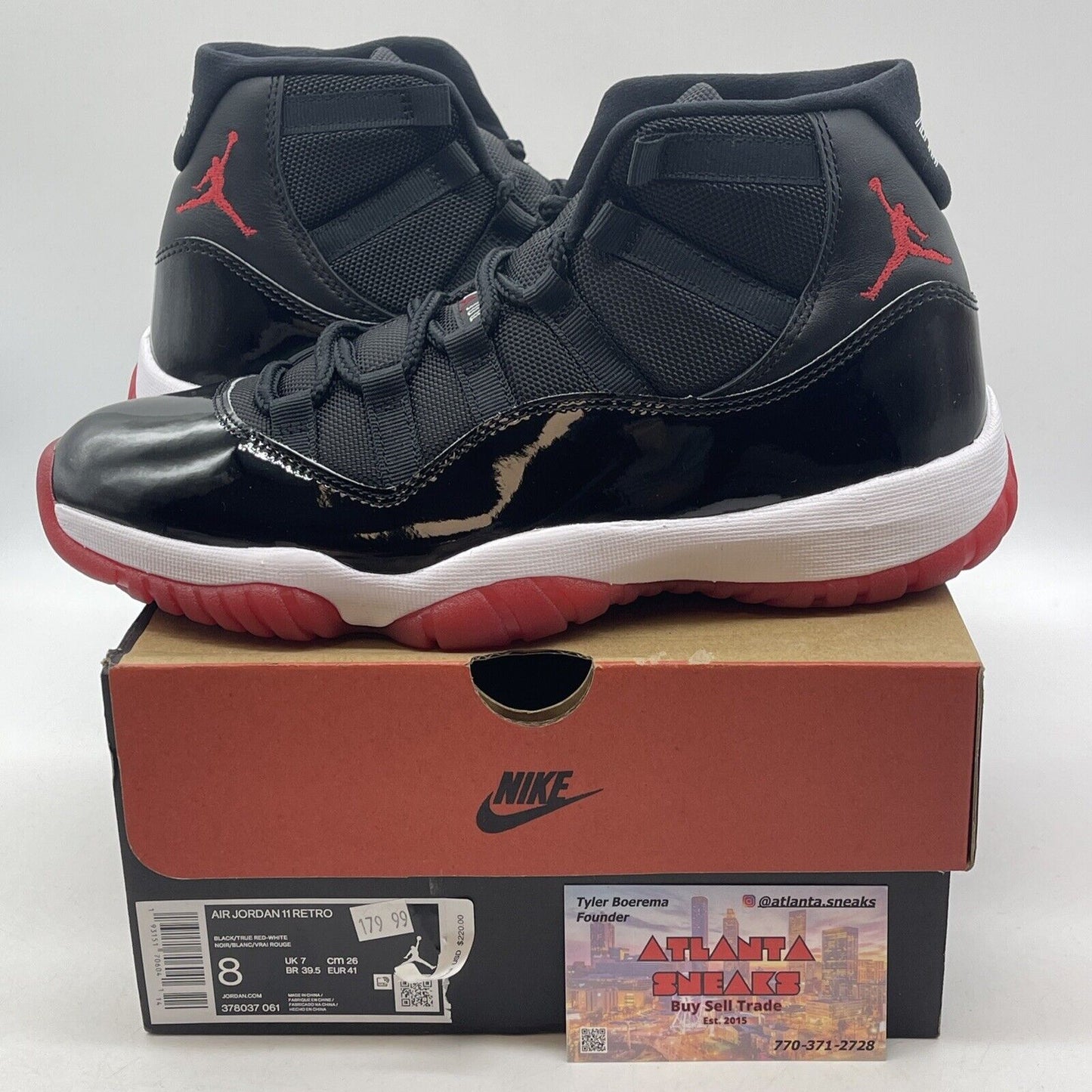 Size 8 - Jordan 11 Retro High Bred Red White Black Leather (378037-061)