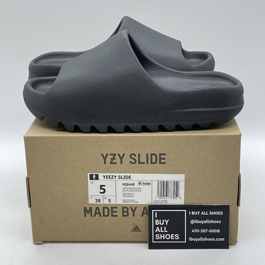 Size 5 - Yeezy Slide Onyx Rubber Black (HQ6448)