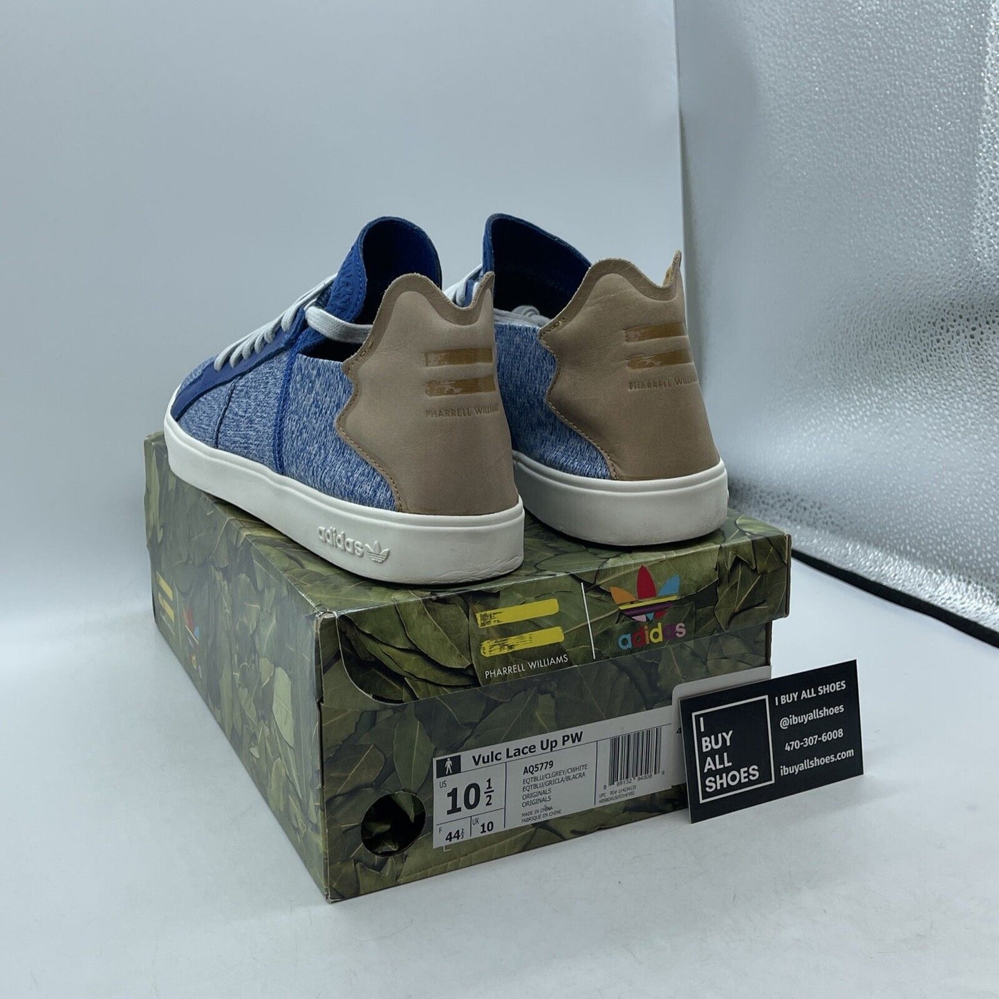 Size 10.5 - adidas Pharrell x Vulc Lace Up Blue Suede Brown Leather (AQ5779)