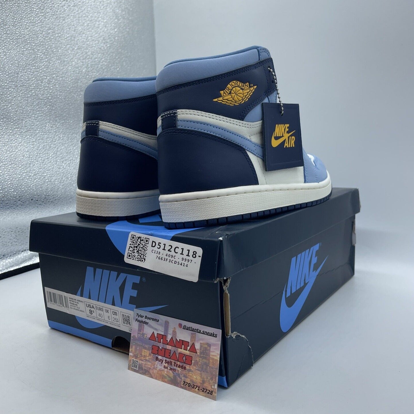 Size 8.5W - Air Jordan 1 Retro OG High First in Flight Blue White (FD2596-400)