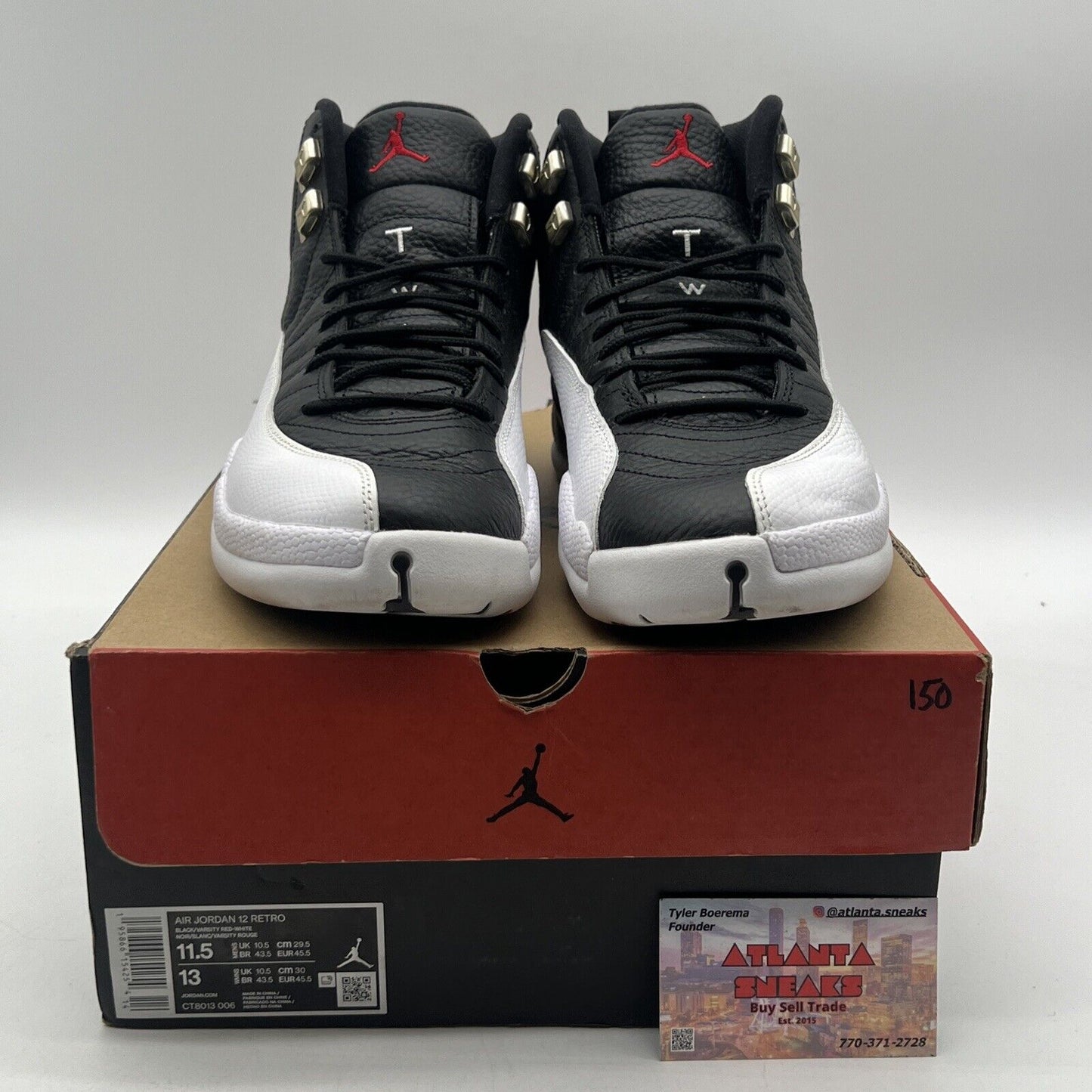 Size 11.5 - Jordan 12 Retro Mid Playoff Black White Leather (CT8013-006)