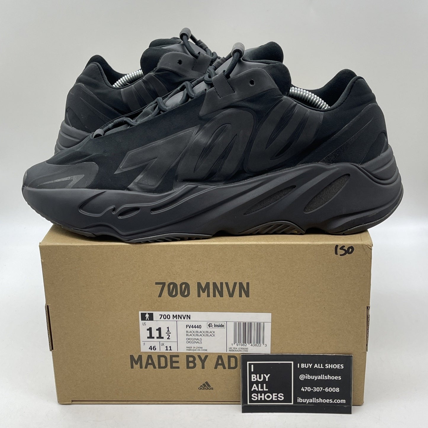 Size 11.5 - adidas Yeezy Boost 700 MNVN Triple Black Leather (FV4440)