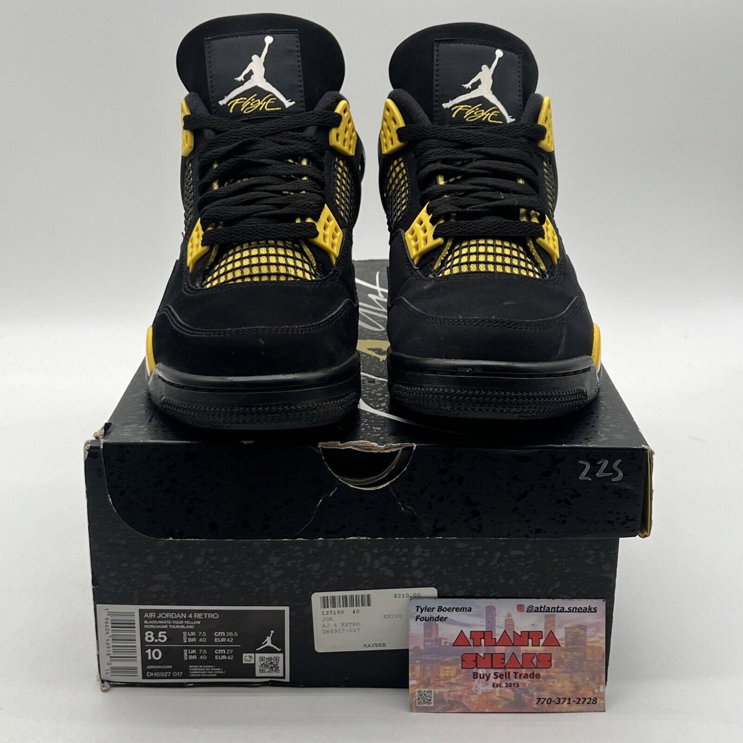 Size 8.5 - Jordan 4 Retro Mid Thunder Black Yellow Suede (DH6927-017)