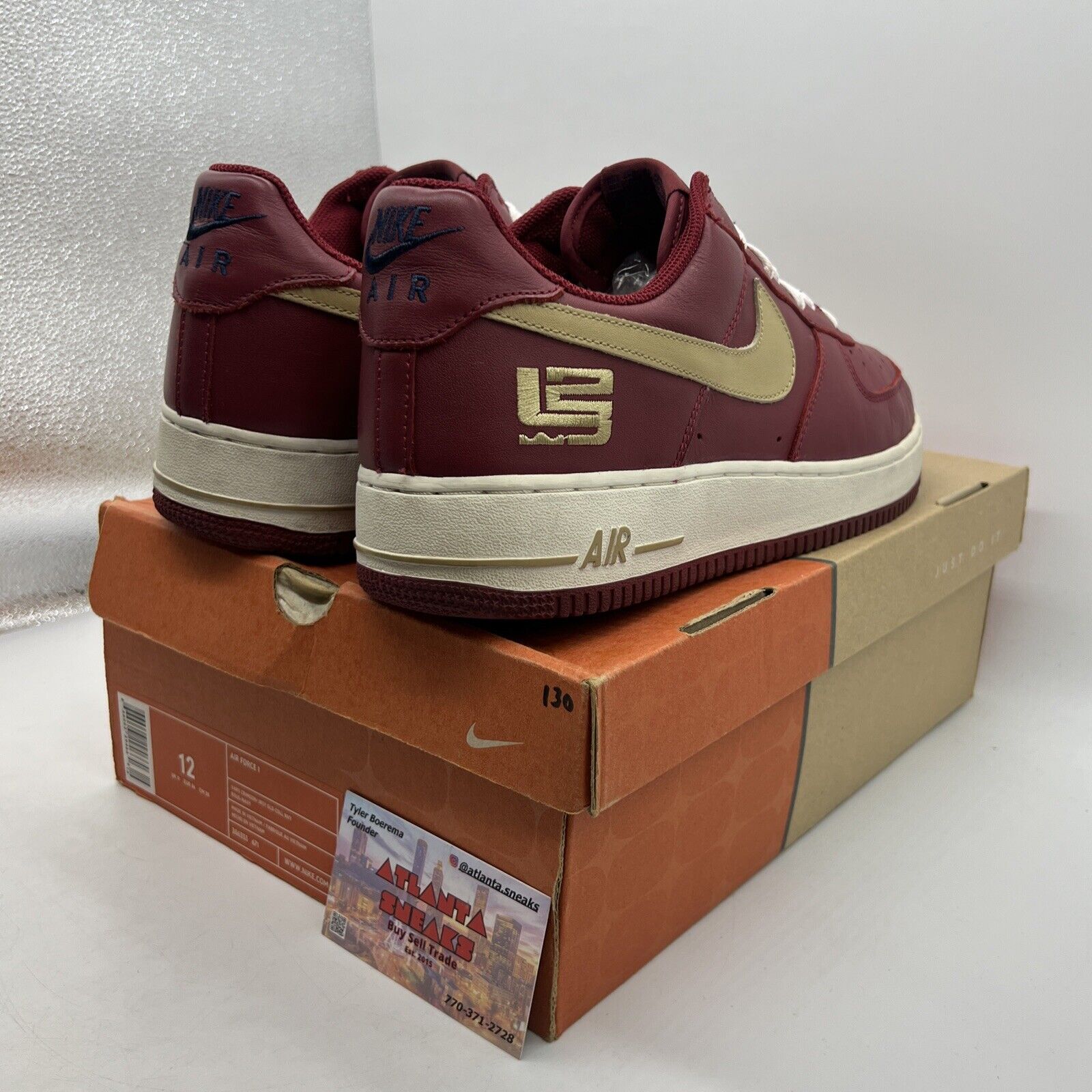 Size 12 - Nike Air Force 1 Low LeBron James White Gold Leather (306353-671)
