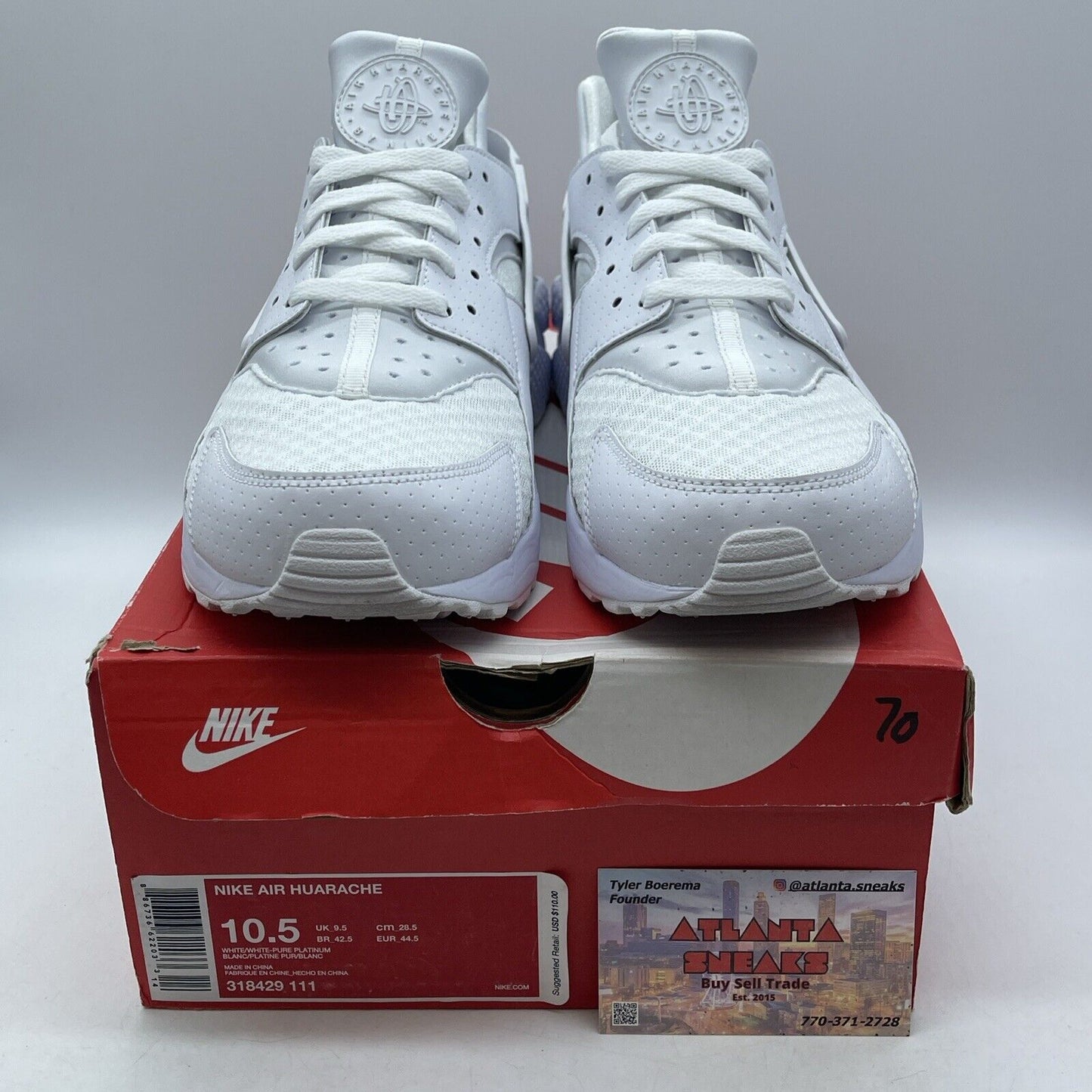 Size 10.5 - Nike Air Huarache All White Suede Leather (318429-111)