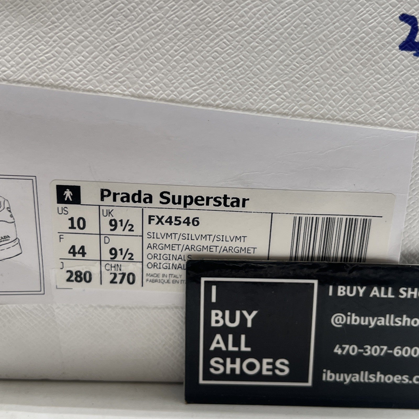 Size 10 - adidas Prada x Superstar Silver Metallic (FX4546)