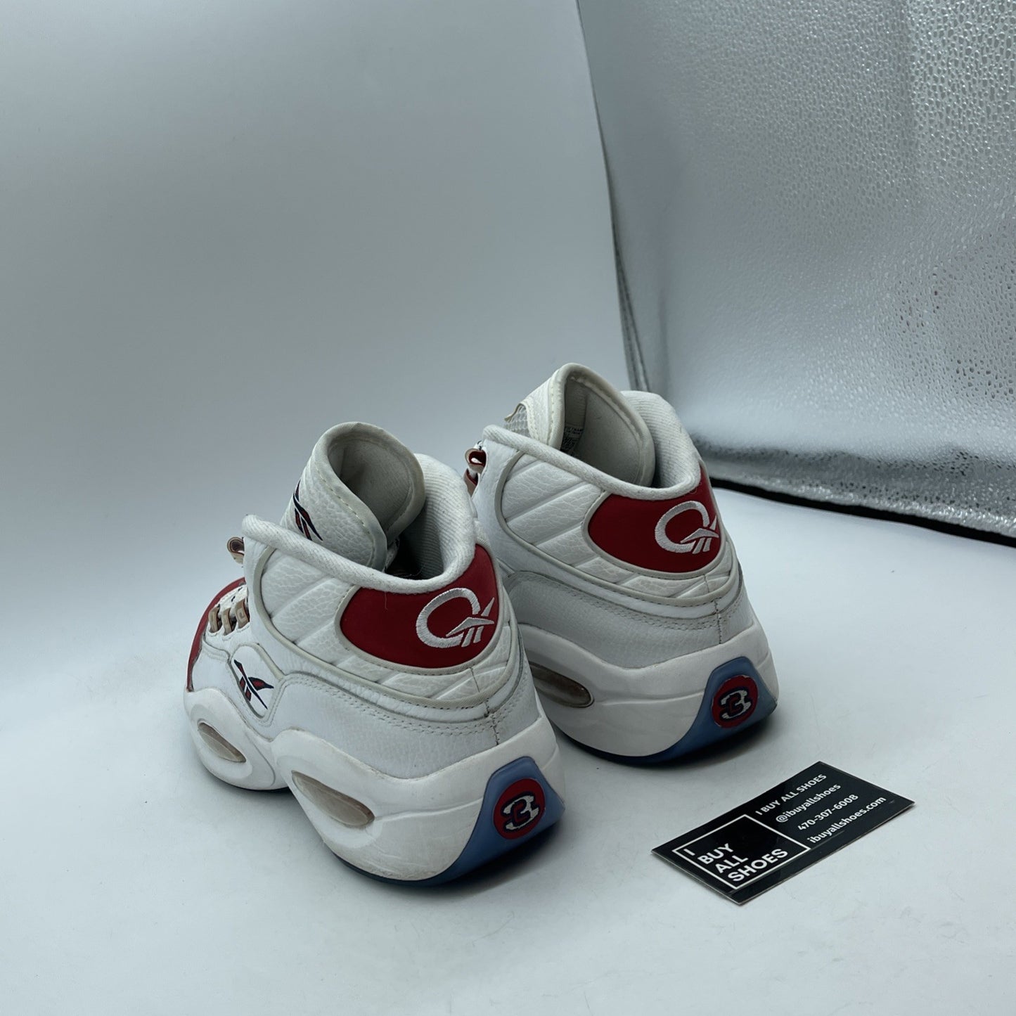 Size 9 - Reebok Question OG 2020 Mid Red Toe White Suede Leather (FY1018)