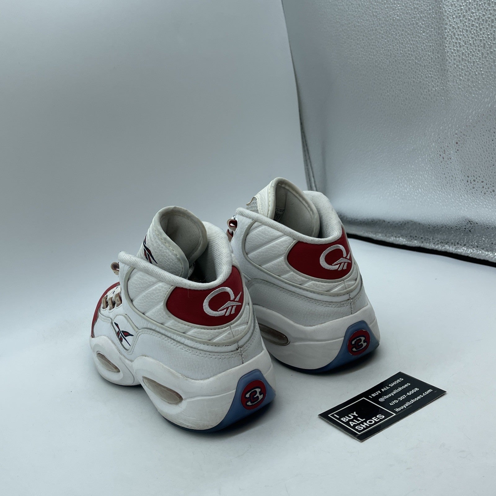 Size 9 - Reebok Question OG 2020 Mid Red Toe White Suede Leather (FY1018)
