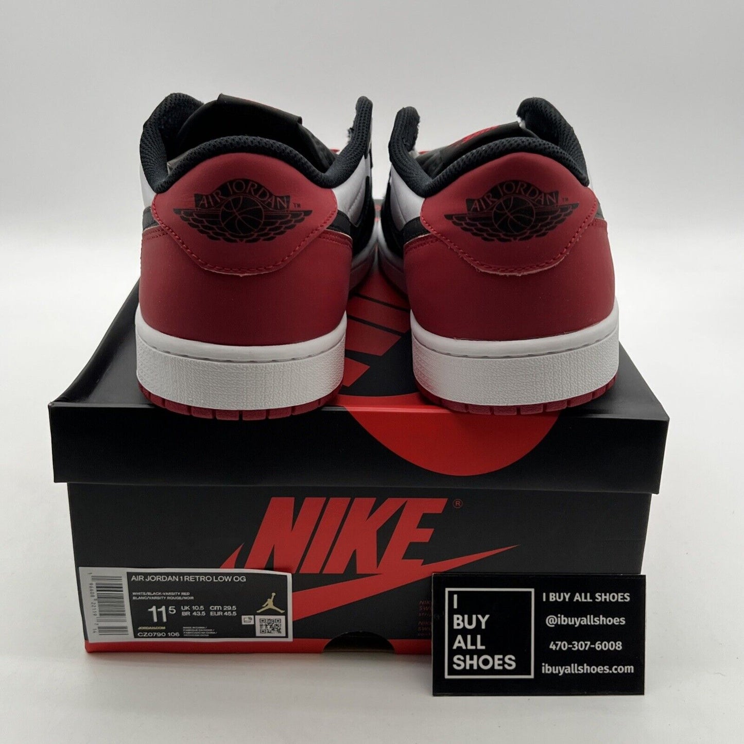Size 11.5 - Air Jordan 1 Retro OG Low Black Toe (CZ0790-106)